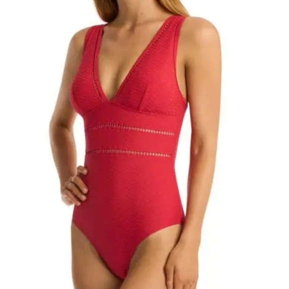 Sea Level Australia Women's Red ladder-stitched One-Piece Swimsuit Size  12 - Picture 3 of 13